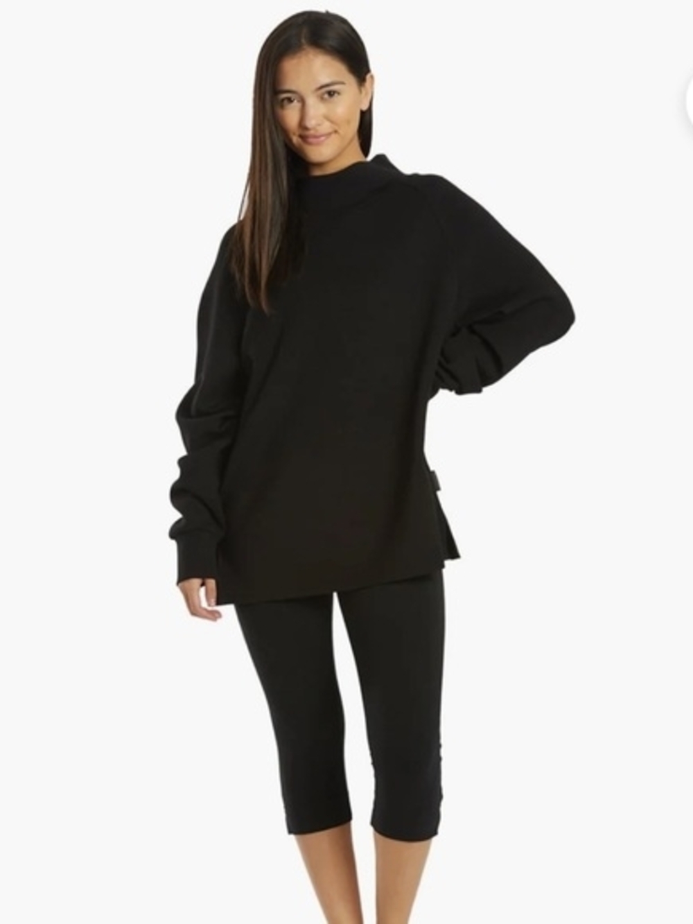 Varley Arcola Black Double Soft Sweatshirt with Cinch Waist Size Extra Small